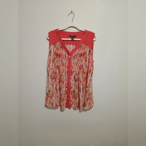 Style & Co. Coral and Multicolor Blouse